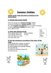 English Worksheet: summer holiday-song