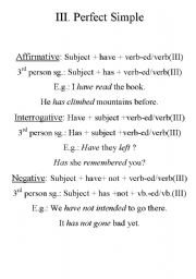 English worksheet: Perfect Simple