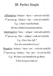 English Worksheet: Perfect Simple