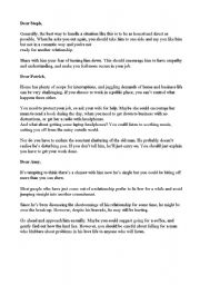 English worksheet: Agony Aunt replies