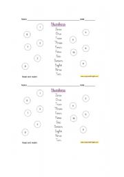 English worksheet: the numbers