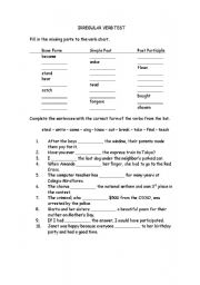 English worksheet: Irregular Verb Test