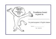 English Worksheet: Boys Excellence Award