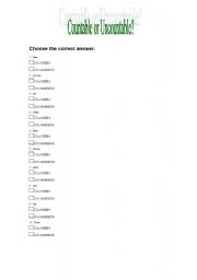 English worksheet: Countable or Uncountable?