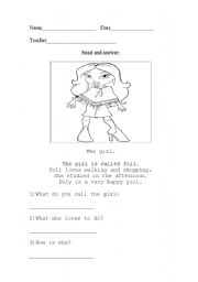 English worksheet: The girl.