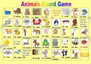 English Worksheet: Animals Board Game