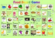 English Worksheet: Food Board Game