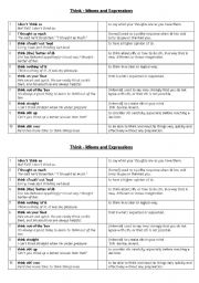 Think - Idioms and Expressions