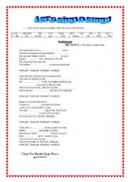 English Worksheet: song Hallelujah