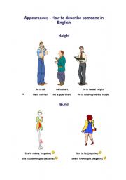 English worksheet: How to decribe appearances