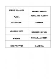 English Worksheet: FAMOUS PEOPLE GAME