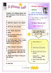 English Worksheet: A phone Call