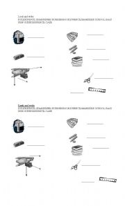 English Worksheet: school things