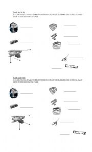 English worksheet: school things