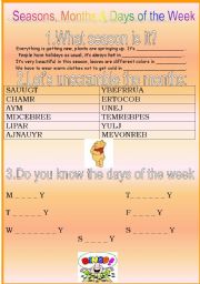 English Worksheet: Seasons, Months & Days of the week