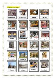 English Worksheet: town pictionary 1