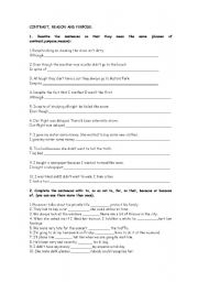 English Worksheet: Expressing contrast, reason and purpose