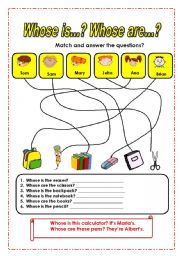 English Worksheet: Whose ( possessive s )