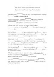 English Worksheet: past perfect tense exercises