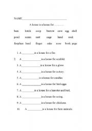 English worksheet: A House is A House for Me