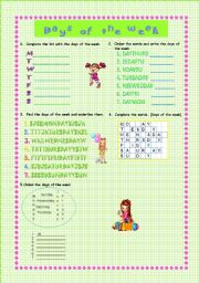 English Worksheet: days of the week