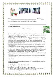 English Worksheet: TEST Shopping in London