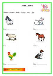 English worksheet: farm animals