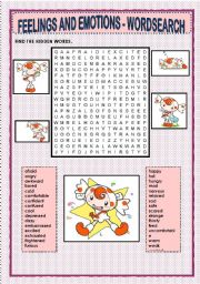 English Worksheet: FEELINGS AND EMOTIONS - WORDSEARCH