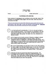 English Worksheet: Main Idea