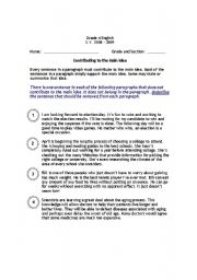 English worksheet: Main Idea