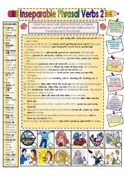 English Worksheet: Inseparable Phrasal Verbs Part 2