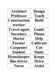 English Worksheet: Jobs and verbs