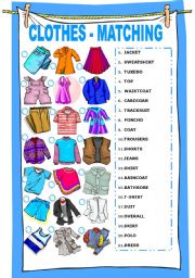 English Worksheet: CLOTHES  - MATCHING EXERCISE