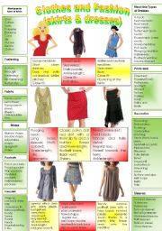 English Worksheet: CLOTHES AND FASHION (part 1- dresses and skirts) INTENSIVE VOCABULARY COURSE.