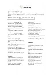 English Worksheet: Fill in the gaps - Speed of sound (Coldplay)