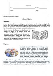 English Worksheet: English Test: About Media