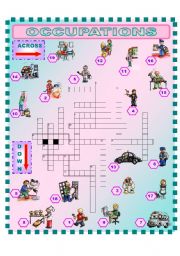 English Worksheet: OCCUPATIONS Crossword Puzzle