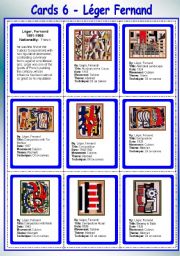 English Worksheet: Cards 6 - Lger, Fernand