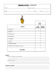 English Worksheet: Speaking Assessment