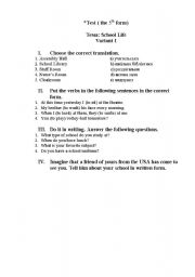 English worksheet: Test 