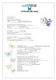 English worksheet: Butterfly fly away