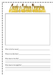 English Worksheet: Create a Cartoon Character