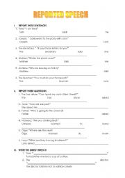 English Worksheet: REPORTED SPEECH