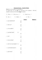 English Worksheet: Classroom Survey 