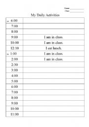 English Worksheet: Daily Activities