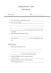 English Worksheet: Navigating Nonfiction Unit 11 Quiz
