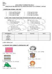 English Worksheet: 4th grade 2nd term 2nd exam page1