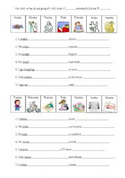 English worksheet: week activities