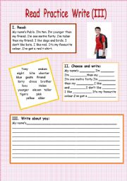 English Worksheet: Read  Practice  Write ( III )