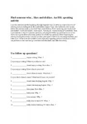 English worksheet: Questionnaire